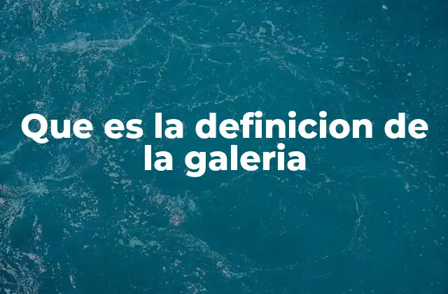 Que es la Definicion de la Galeria