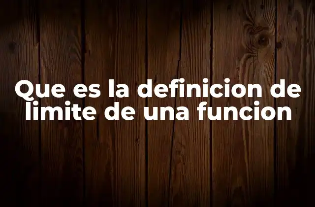 Que es la Definicion de Limite de una Funcion