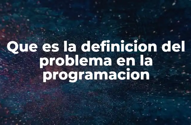 Que es la Definicion Del Problema en la Programacion