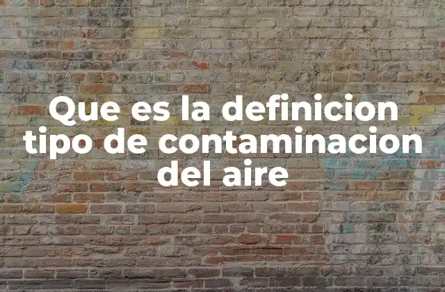 Que es la Definicion Tipo de Contaminacion Del Aire