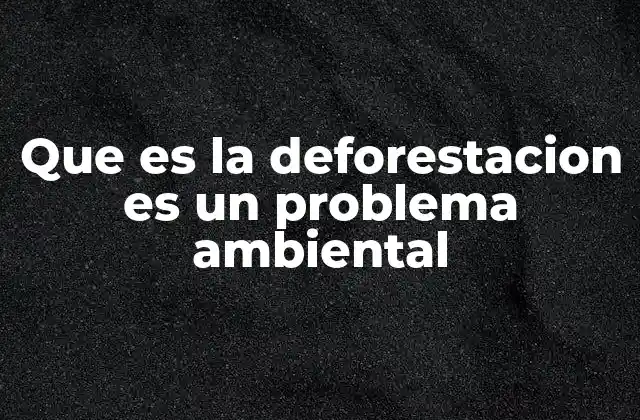 Que es la Deforestacion es un Problema Ambiental