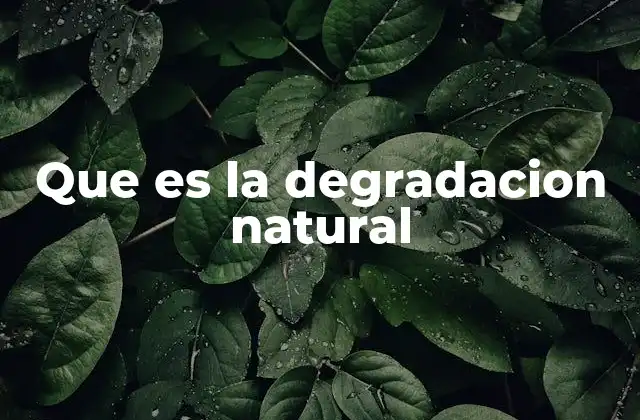 Que es la Degradacion Natural