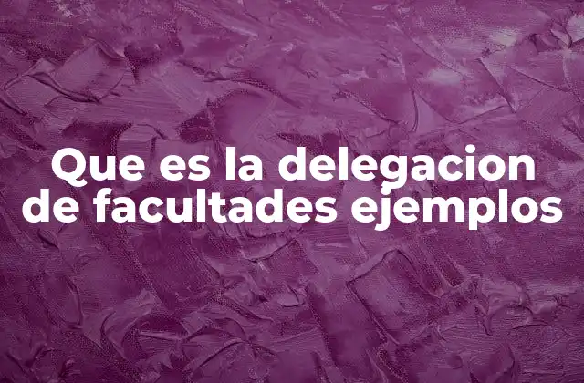 Que es la Delegacion de Facultades Ejemplos