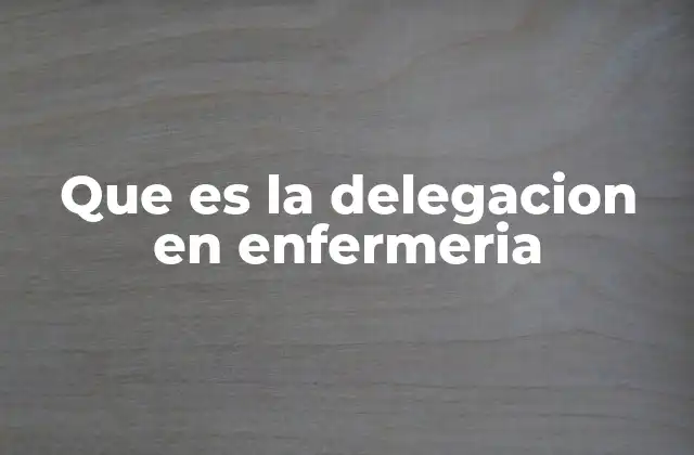 Que es la Delegacion en Enfermeria