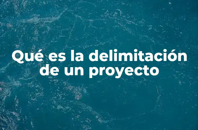 Qué es la Delimitación de un Proyecto