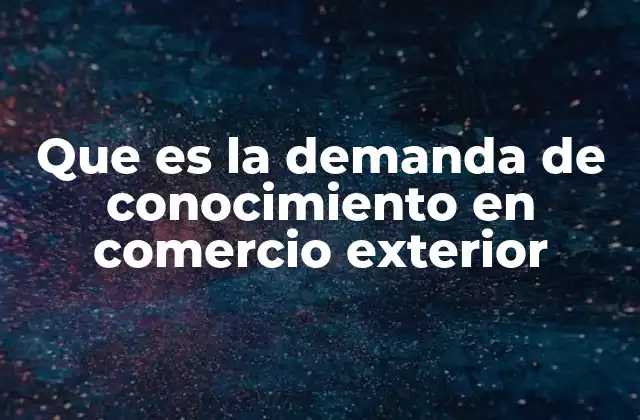 Que es la Demanda de Conocimiento en Comercio Exterior