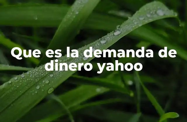 Que es la Demanda de Dinero Yahoo