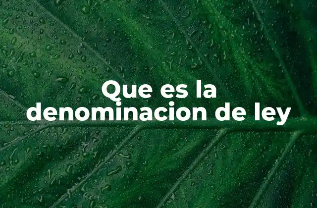 Que es la Denominacion de Ley