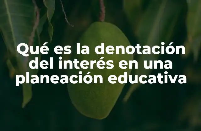 Qué es la Denotación Del Interés en una Planeación Educativa