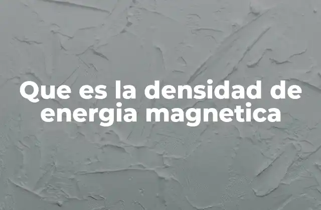 Que es la Densidad de Energia Magnetica