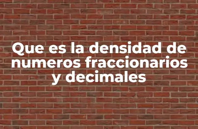 Que es la Densidad de Numeros Fraccionarios y Decimales