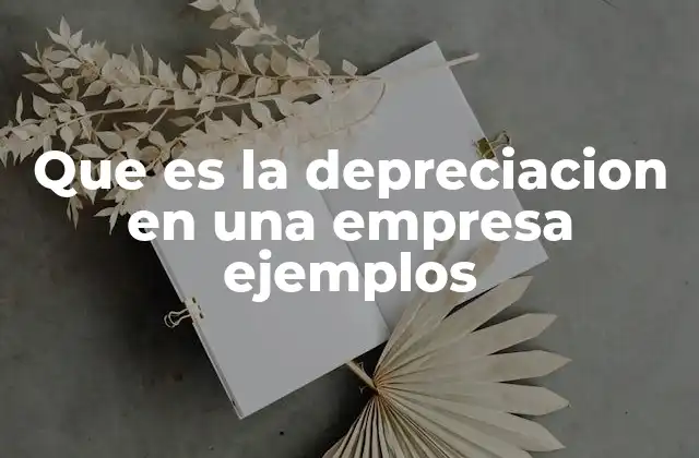 Que es la Depreciacion en una Empresa Ejemplos