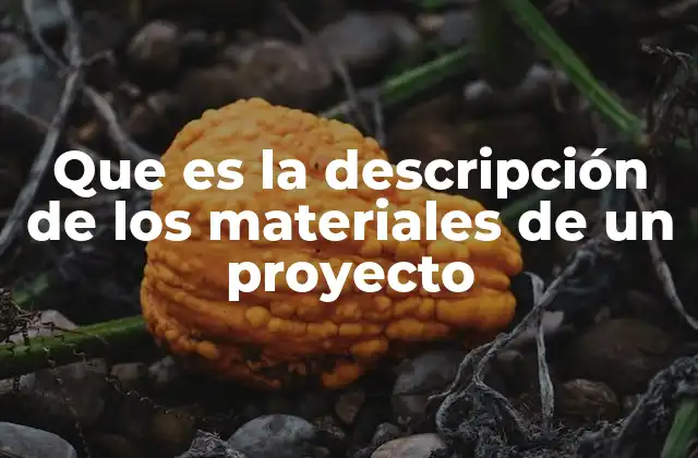 Que es la Descripción de los Materiales de un Proyecto