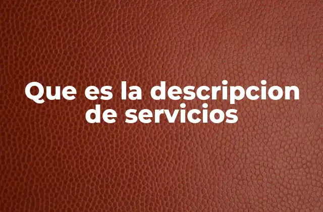 Que es la Descripcion de Servicios