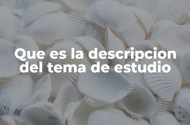 Que es la Descripcion Del Tema de Estudio