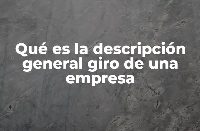 Qué es la Descripción General Giro de una Empresa