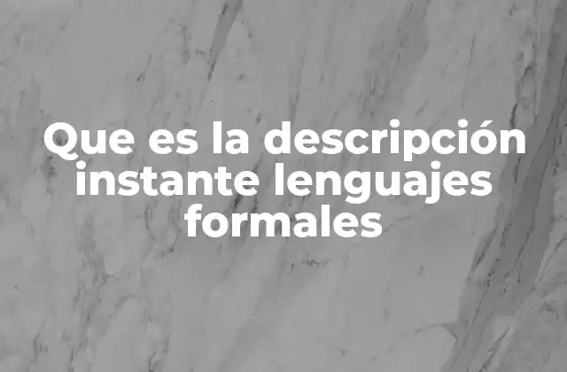 Que es la Descripción Instante Lenguajes Formales 2 La importancia de los lenguajes formales en la computación