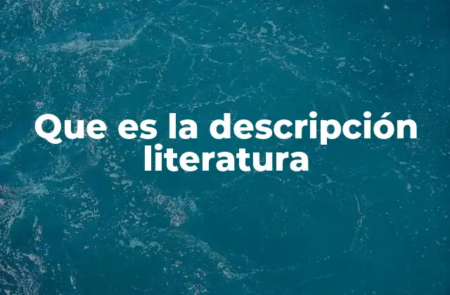 Que es la Descripción Literatura