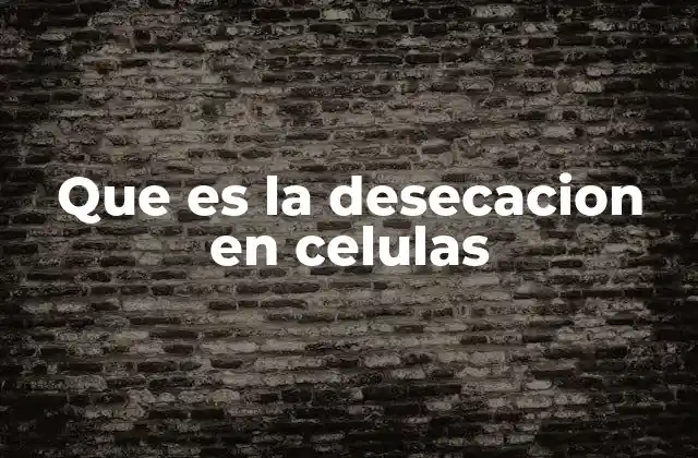 Que es la Desecacion en Celulas