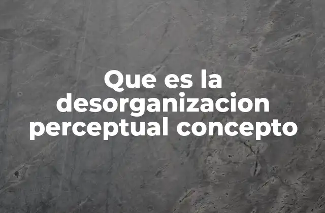 Que es la Desorganizacion Perceptual Concepto