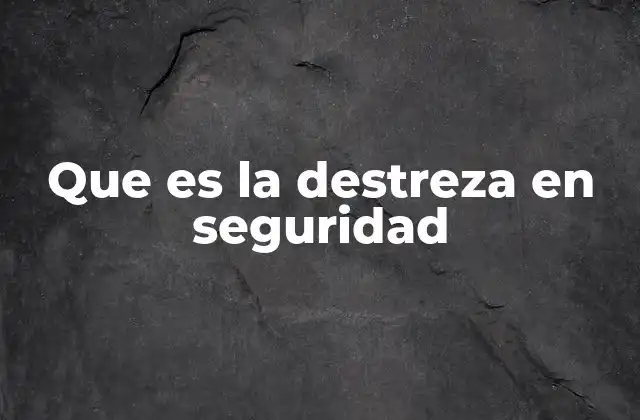 Que es la Destreza en Seguridad