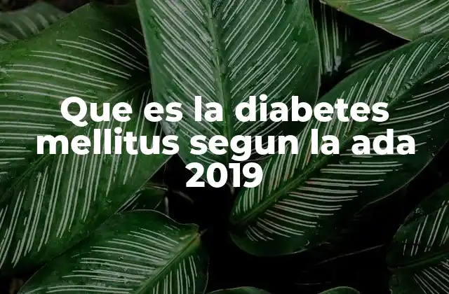 Que es la Diabetes Mellitus Segun la Ada 2019