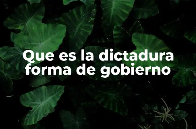 Que es la Dictadura Forma de Gobierno