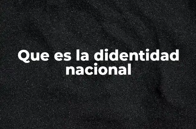 Que es la Didentidad Nacional