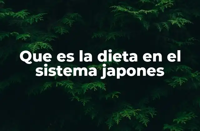 Que es la Dieta en el Sistema Japones