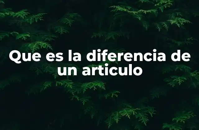 Que es la Diferencia de un Articulo