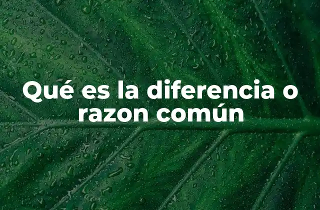 Qué es la Diferencia o Razon Común