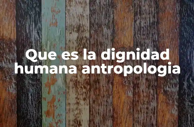Que es la Dignidad Humana Antropologia