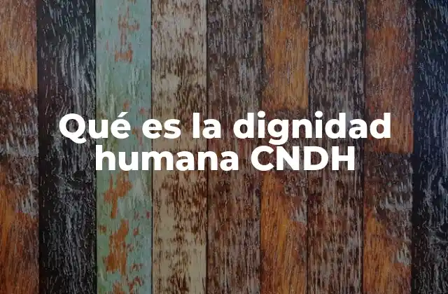 Qué es la Dignidad Humana Cndh