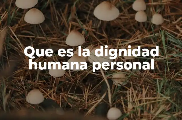Que es la Dignidad Humana Personal