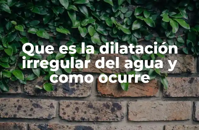 Que es la Dilatación Irregular Del Agua y como Ocurre