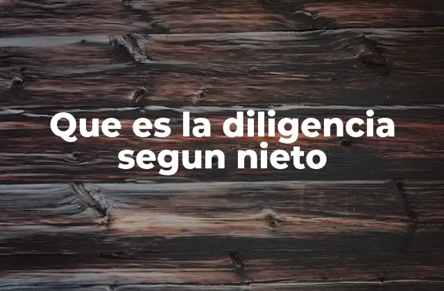 Que es la Diligencia Segun Nieto