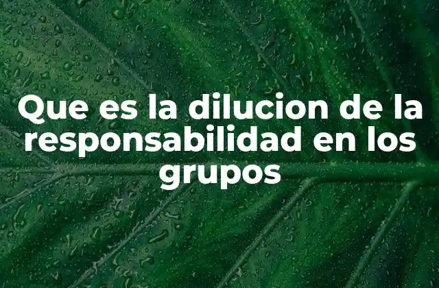 Que es la Dilucion de la Responsabilidad en los Grupos