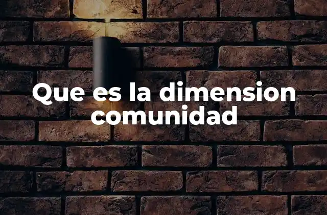Que es la Dimension Comunidad