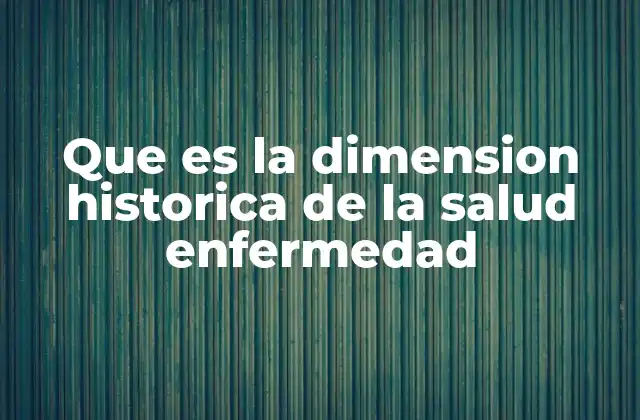 Que es la Dimension Historica de la Salud Enfermedad