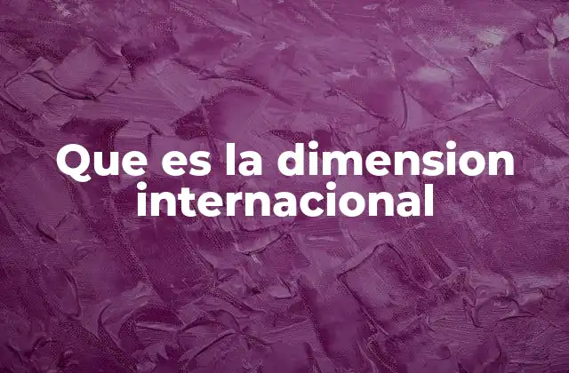 Que es la Dimension Internacional