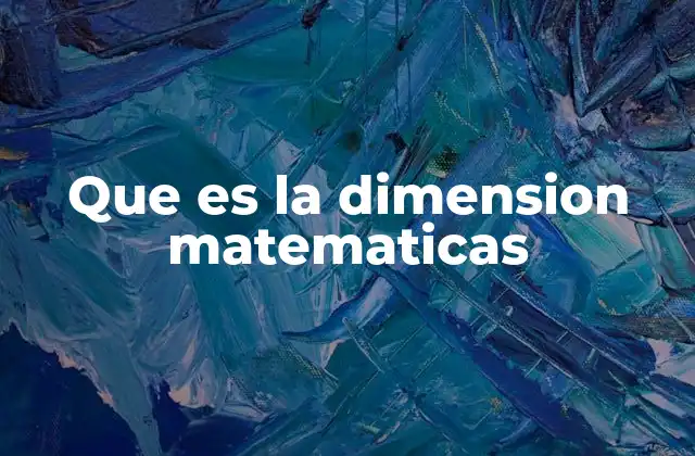 Que es la Dimension Matematicas
