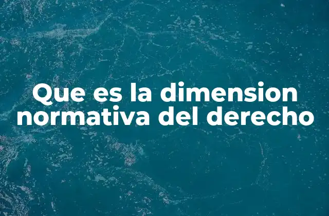Que es la Dimension Normativa Del Derecho