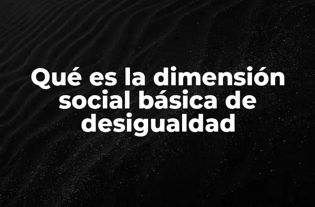 Qué es la Dimensión Social Básica de Desigualdad