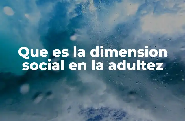 Que es la Dimension Social en la Adultez
