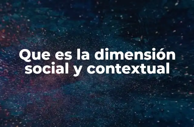 Que es la Dimensión Social y Contextual