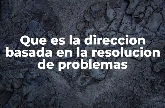Que es la Direccion Basada en la Resolucion de Problemas
