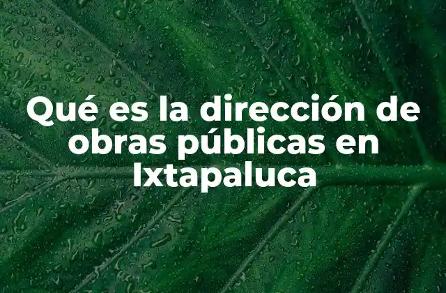 Qué es la Dirección de Obras Públicas en Ixtapaluca