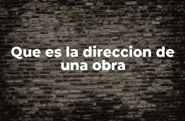 Que es la Direccion de una Obra