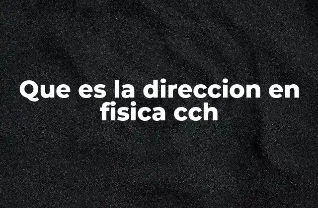 Que es la Direccion en Fisica Cch