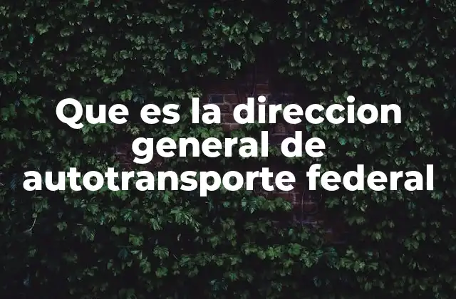 Que es la Direccion General de Autotransporte Federal